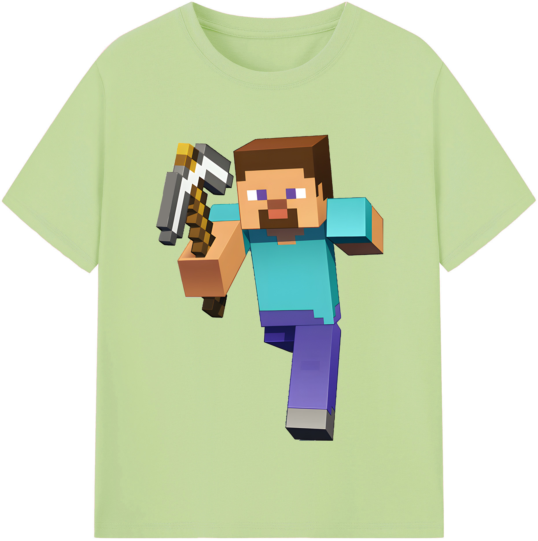 （画像用） マインクラフト ブロックの世界 Minecraft MC Block world 綿100％半袖Tシャツ（フロントプリント）